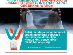 Mayat Membusuk Tergantung di Rumah Kosong Pontianak Barat Gegerkan Warga