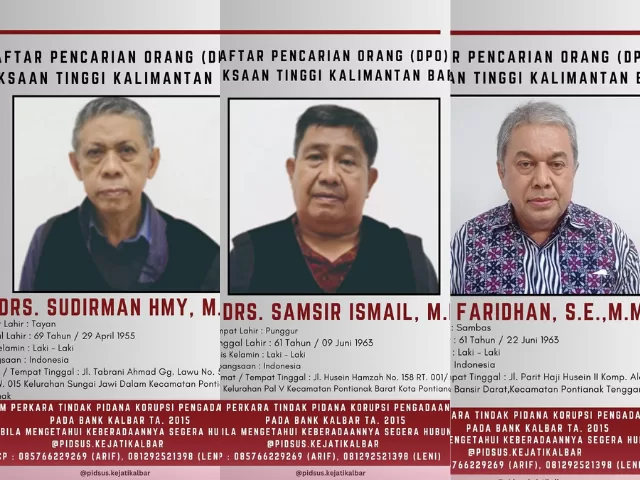 Kejaksaan Tinggi Kalimantan Barat (Kejati Kalbar) menetapkan tiga mantan pejabat bank daerah sebagai Daftar Pencarian Orang (DPO).