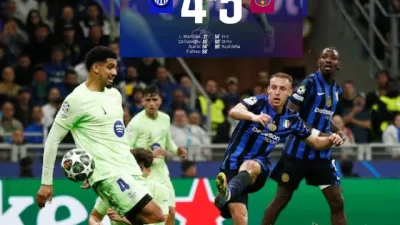 pertandingan Barca vs Intermilan di San siro, Milan Italia