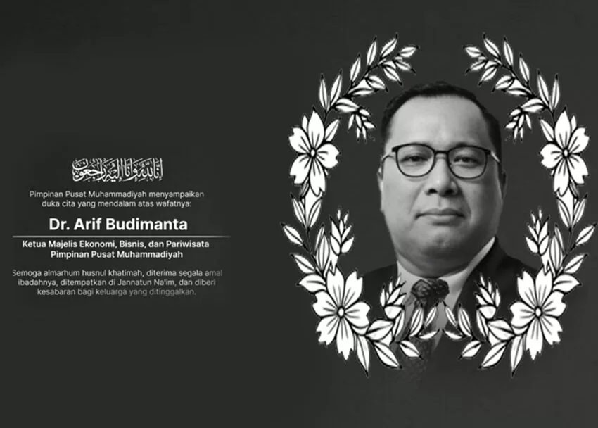 gambar flayer meninggalnya Mantan Staf Khusus Presiden Jokowi, Arif Budimanta