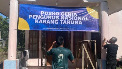 Pengurus Nasional Karang Taruna mendirikan Posko Ceria di Kabupaten Agam sebagai pusat bantuan, pendampingan, dan penguatan sosial masyarakat pasca kondisi darurat.
