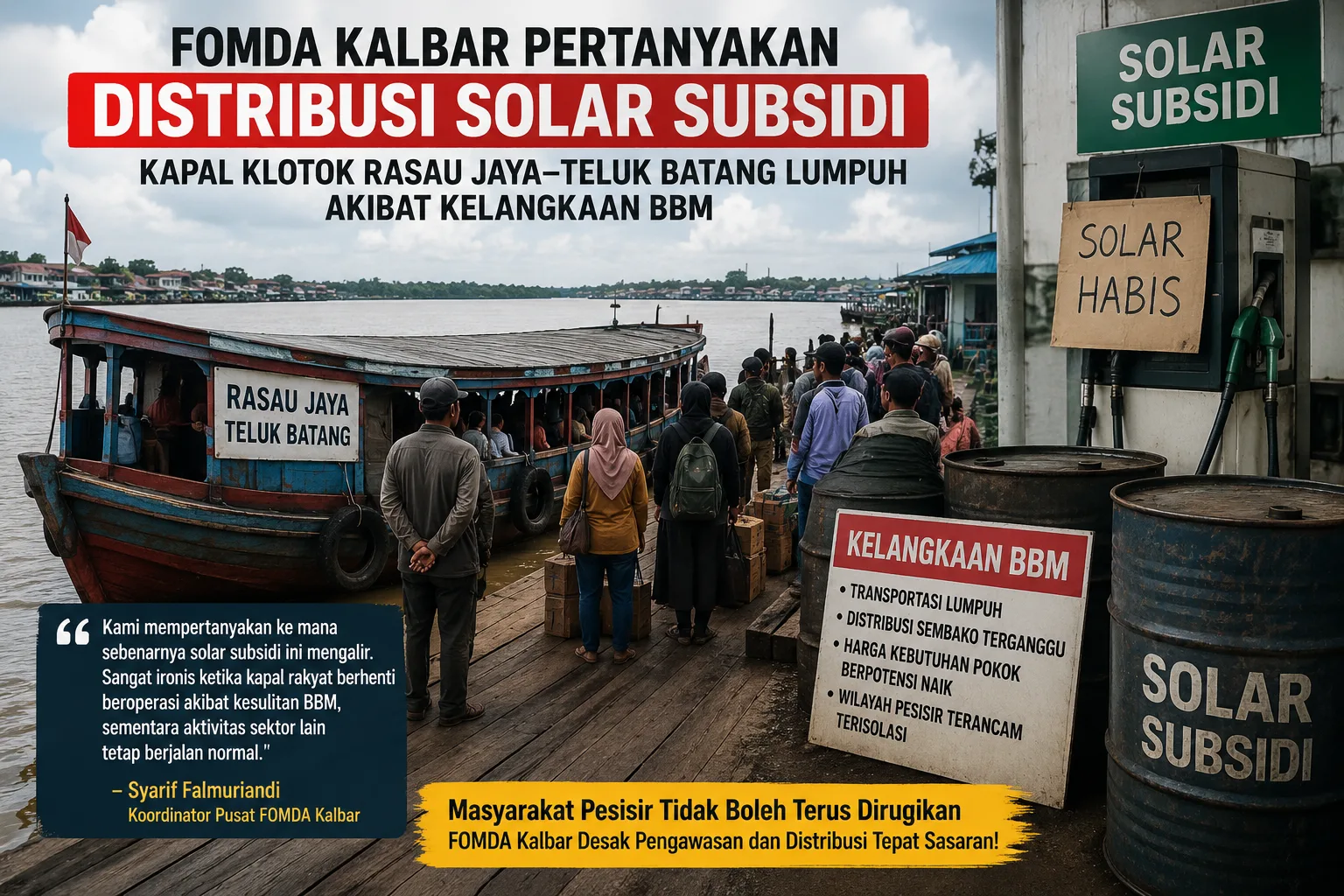 FOMDA Kalbar: Jangan Sampai Masyarakat Pesisir Jadi Korban Kelangkaan Solar